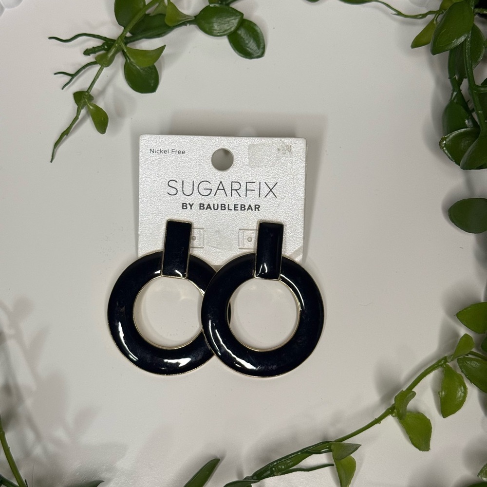 BaubleBar Black Sugarfix Round Hoop Drop Earrings